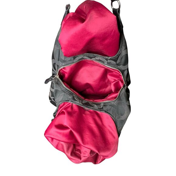 Coach Madison Maggie Op Art Sateen Shoulder Bag Black 21125 Hobo Purse - Picture 6 of 8